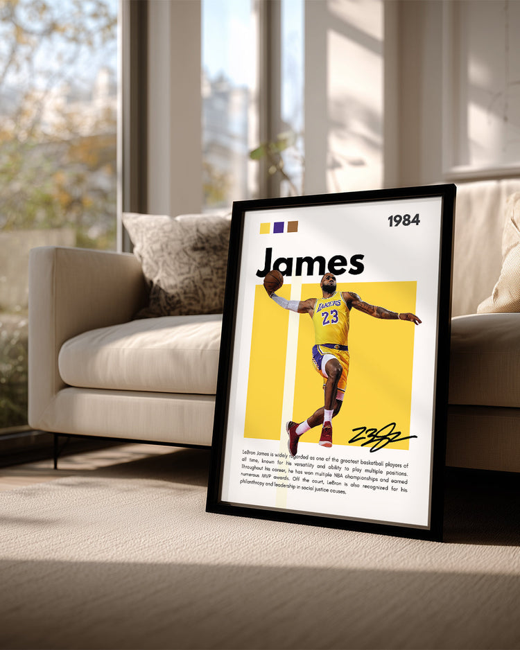 LeBron James 1984 Sarı Arkaplan Poster Tablosu