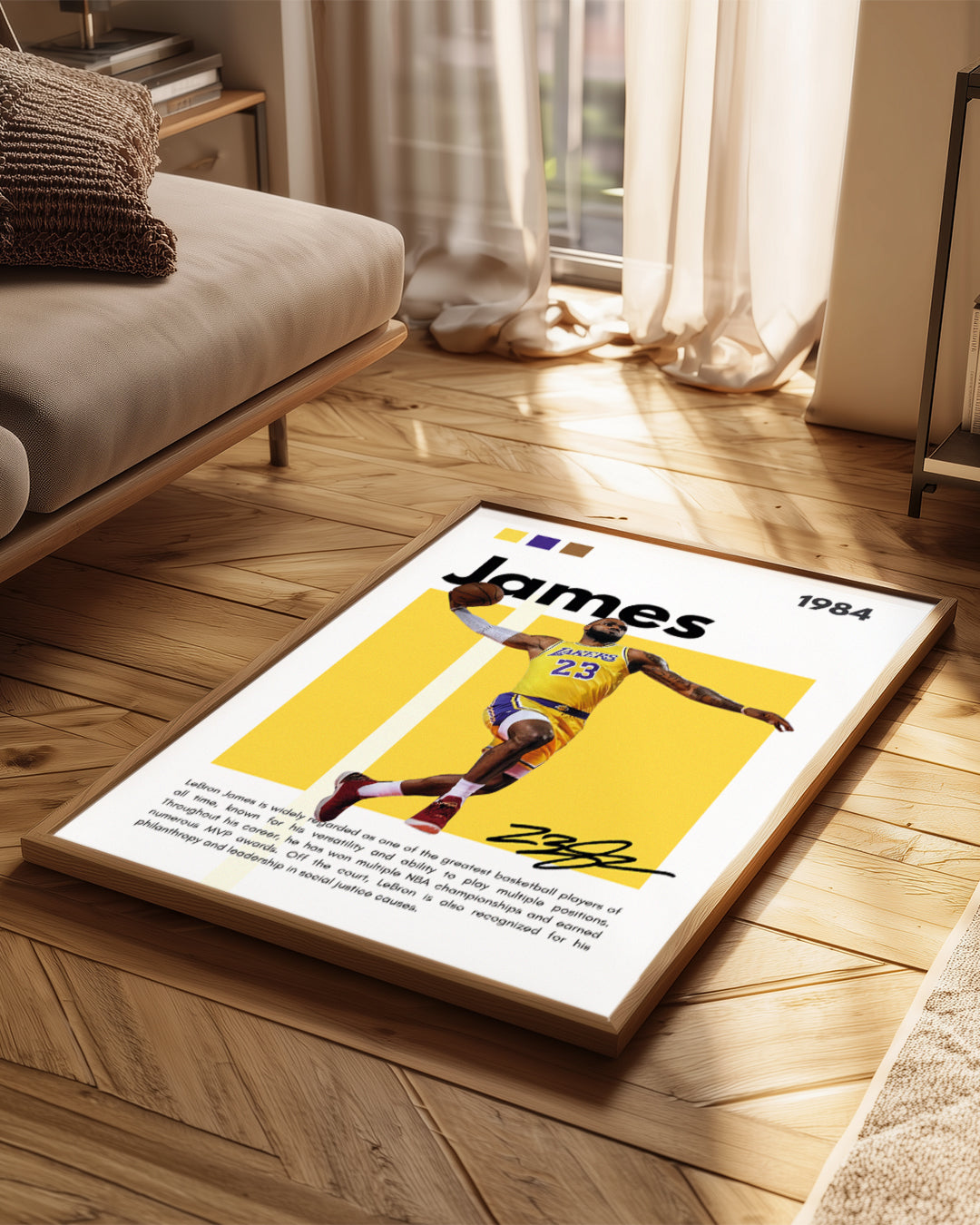 LeBron James 1984 Sarı Arkaplan Poster Tablosu