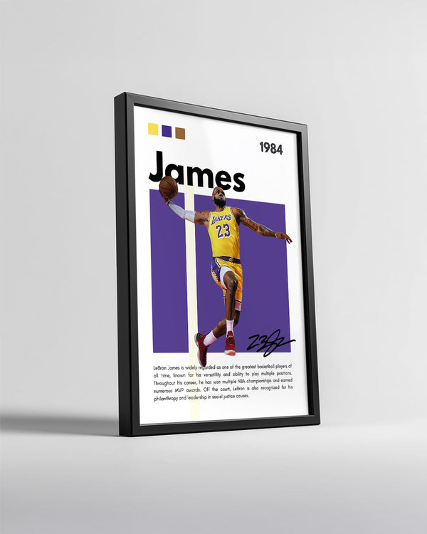 Lebron James 1984 Mor Arkaplan Poster Tablosu