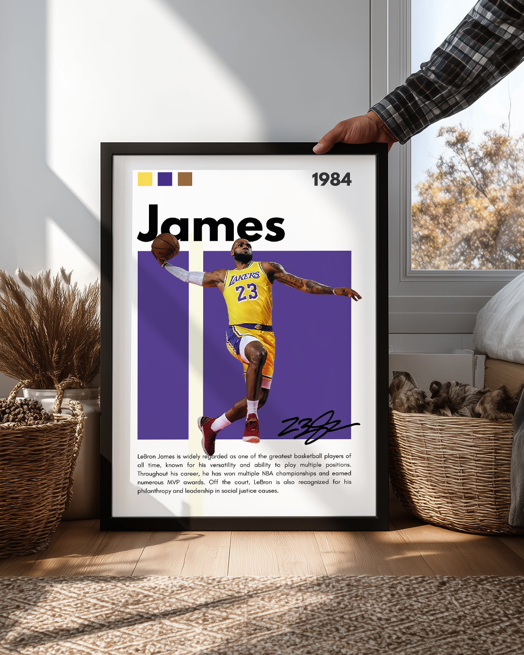 Lebron James 1984 Mor Arkaplan Poster Tablosu