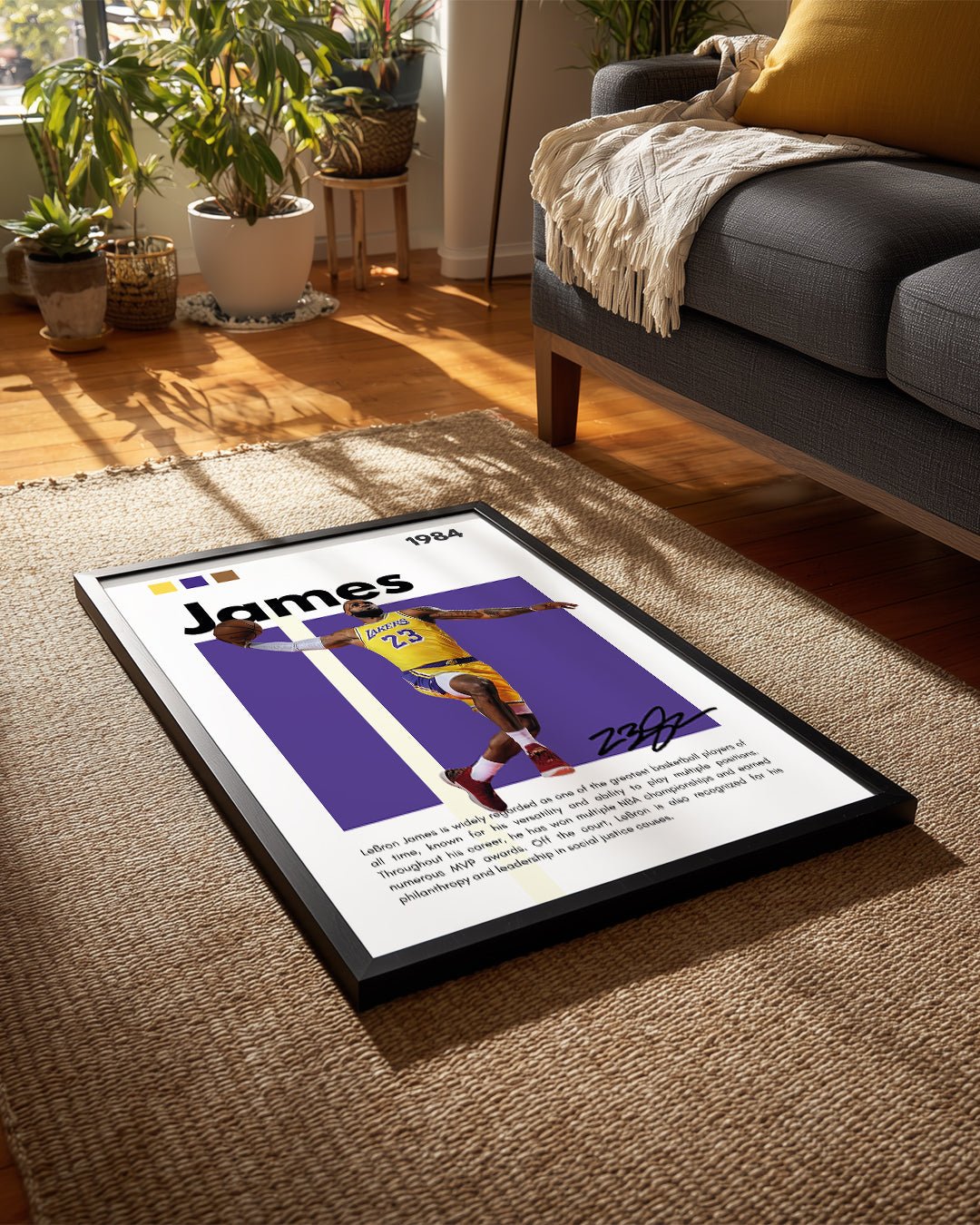 Lebron James 1984 Mor Arkaplan Poster Tablosu
