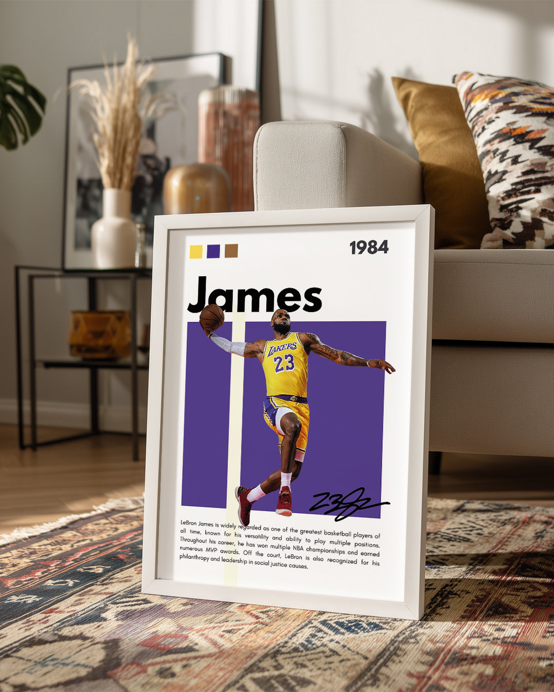 Lebron James 1984 Mor Arkaplan Poster Tablosu
