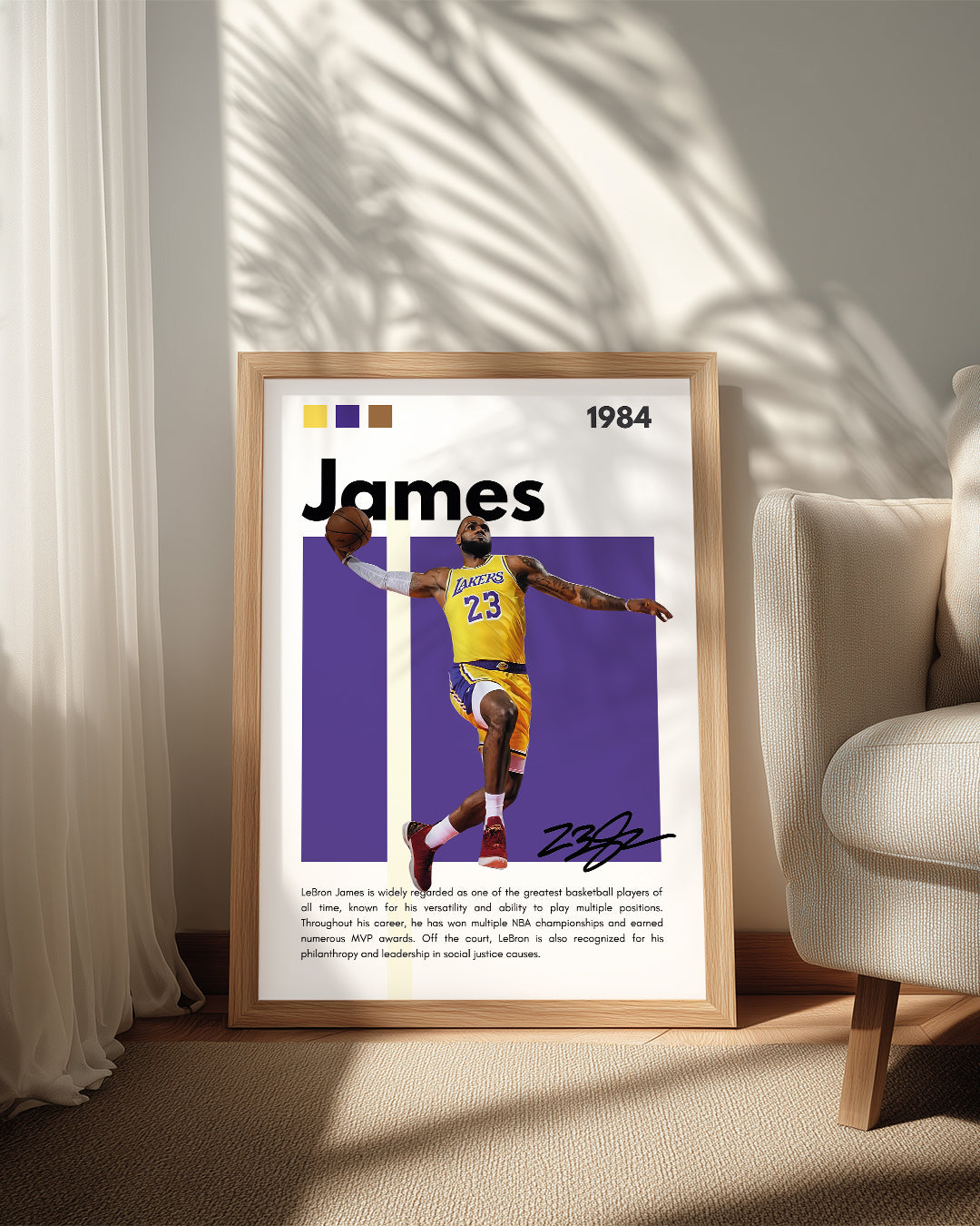 Lebron James 1984 Mor Arkaplan Poster Tablosu