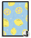Limon Deseni - Mavi Zeminli Poster Tablosu