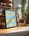 Limon Deseni - Mavi Zeminli Poster Tablosu