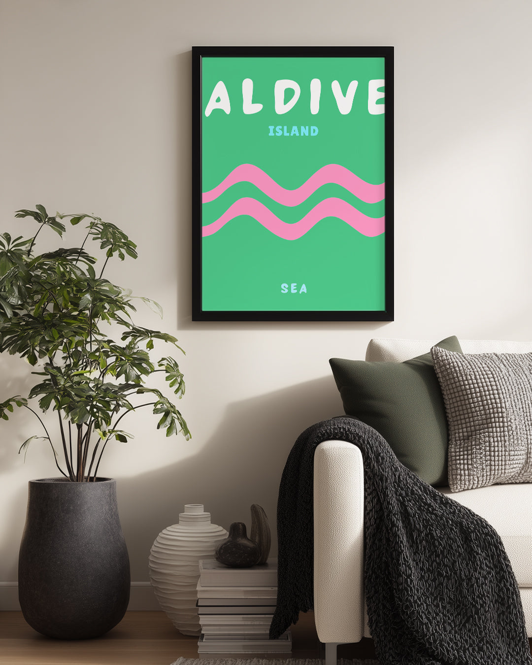 Maldivler Dalgaları - Pastel Deniz Teması Poster Tablosu