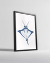 Mantarbalığı - Mavi Kanat Deseni Poster Tablosu