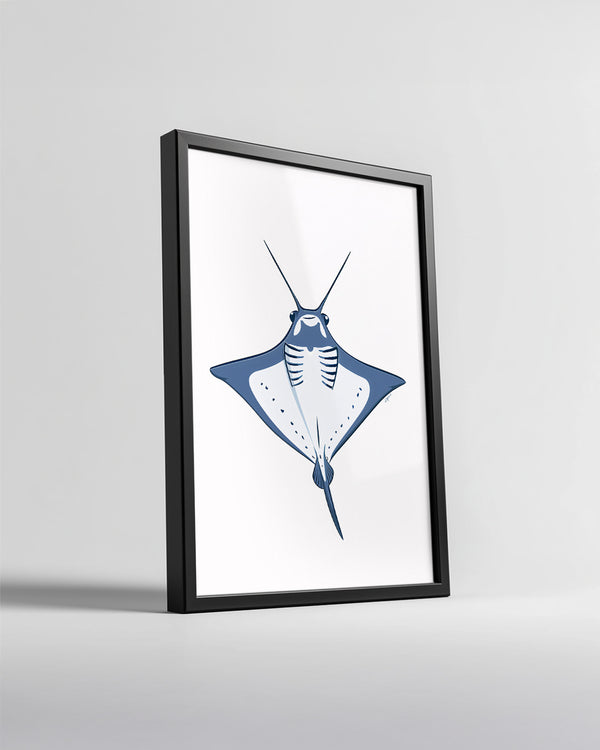Mantarbalığı - Mavi Kanat Deseni Poster Tablosu