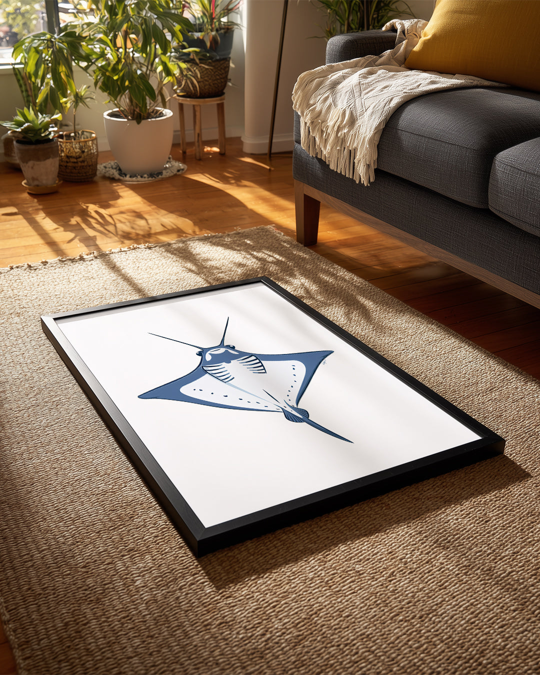 Mantarbalığı - Mavi Kanat Deseni Poster Tablosu