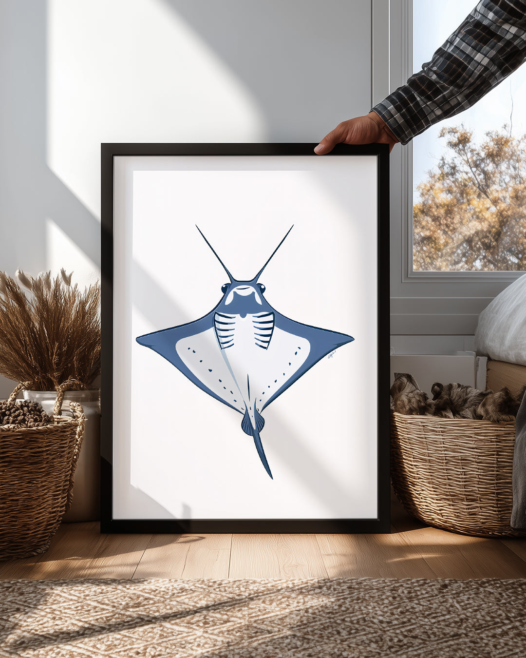 Mantarbalığı - Mavi Kanat Deseni Poster Tablosu
