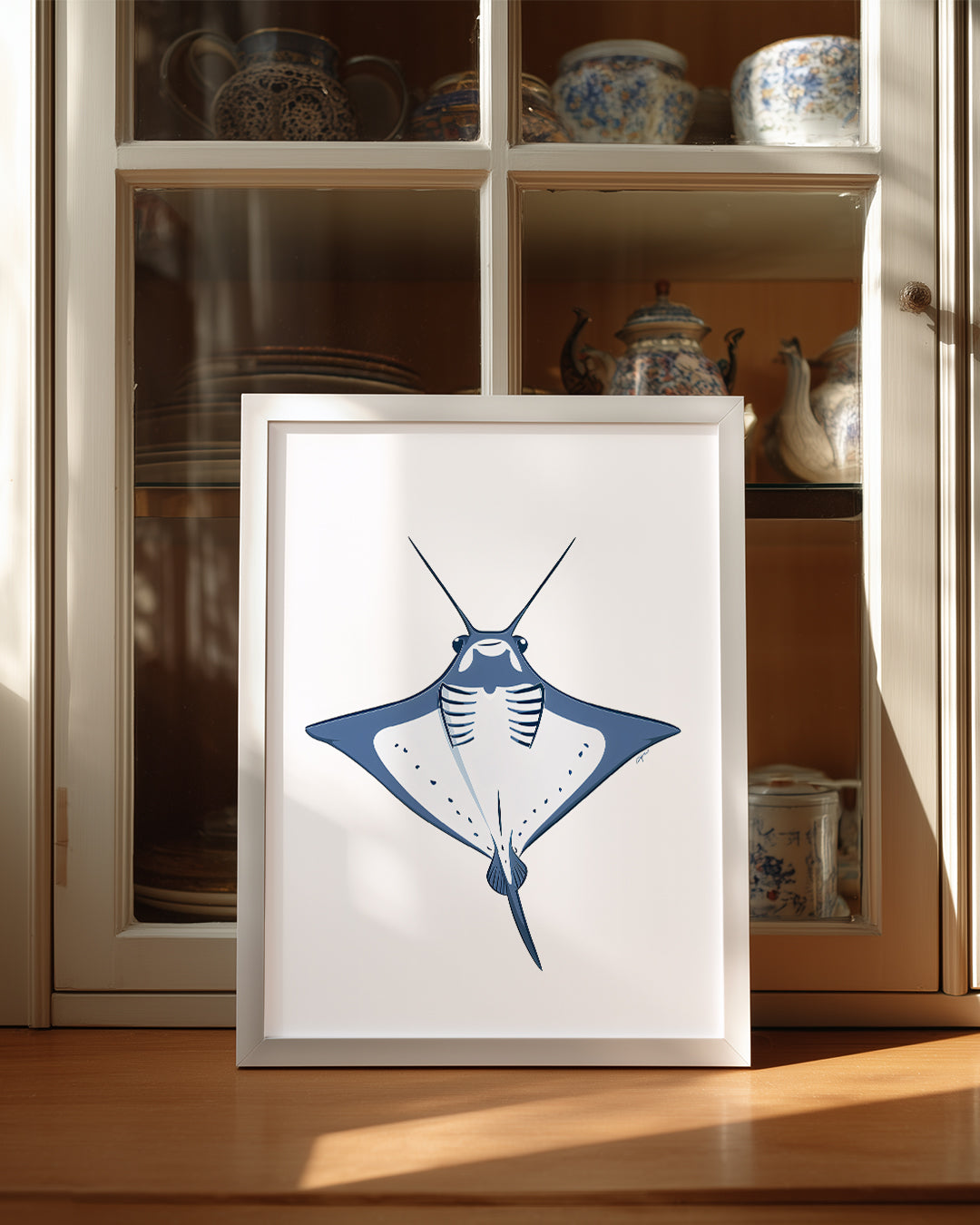 Mantarbalığı - Mavi Kanat Deseni Poster Tablosu