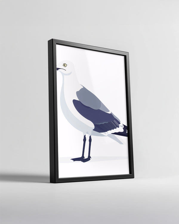 Martı - Beyaz Gövde Mavi Kanatlar Poster Tablosu