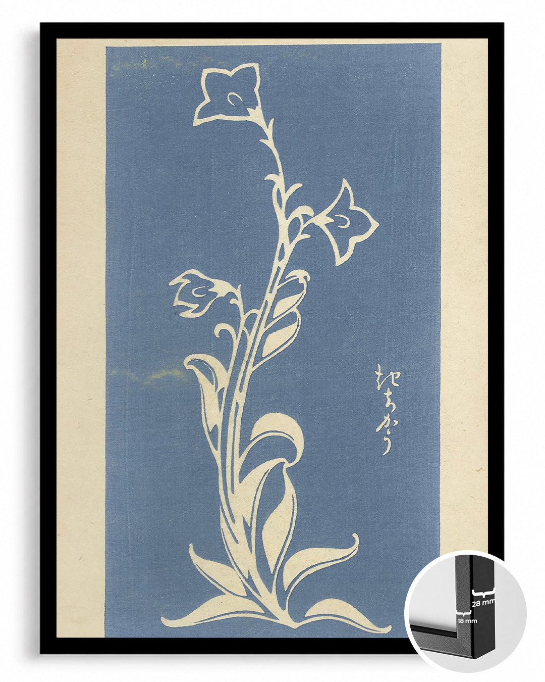 Mavi Çiçek - Minimalist Bitki Deseni Poster Tablosu