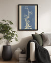 Mavi Çiçek - Minimalist Bitki Deseni Poster Tablosu