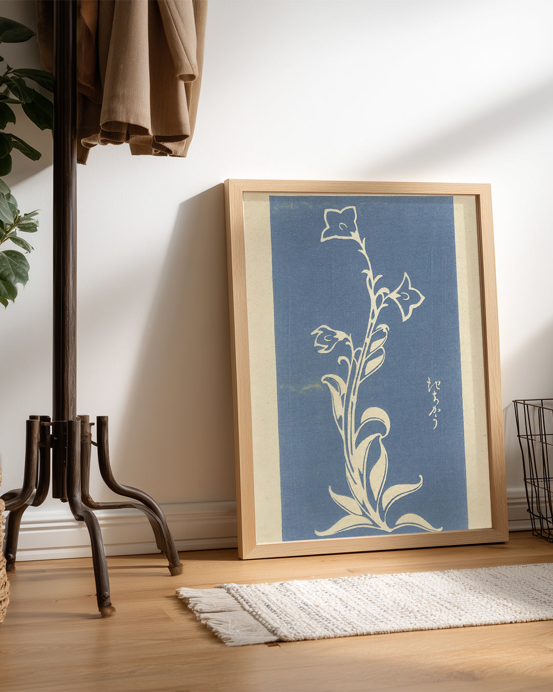 Mavi Çiçek - Minimalist Bitki Deseni Poster Tablosu