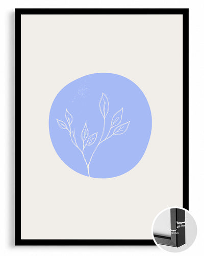 Mavi Dal - Minimalist Bitki Çizimi Poster Tablosu