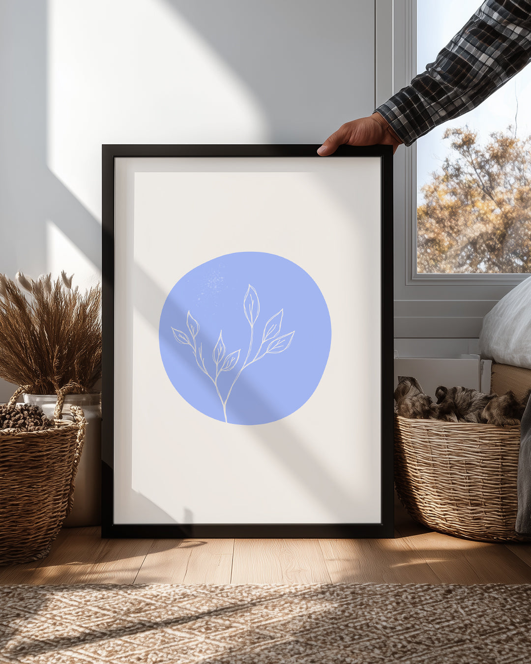 Mavi Dal - Minimalist Bitki Çizimi Poster Tablosu
