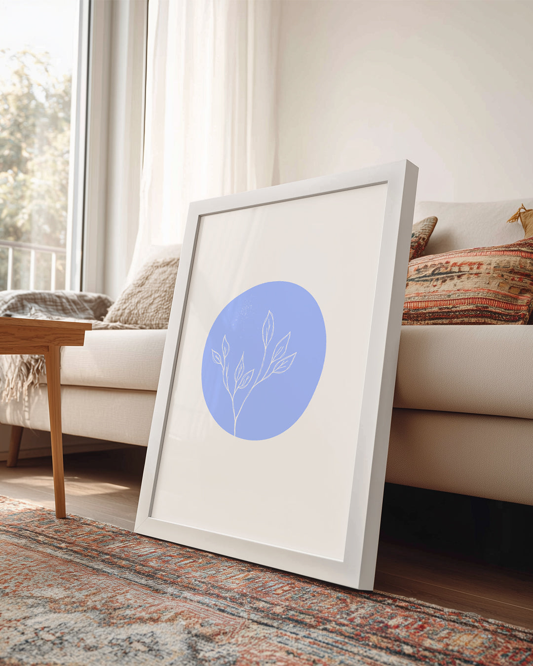 Mavi Dal - Minimalist Bitki Çizimi Poster Tablosu