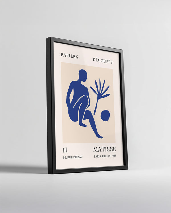 Mavi Oturan Figür ve Tropikal Yaprak - Henri Matisse - 1955 Poster Tablosu
