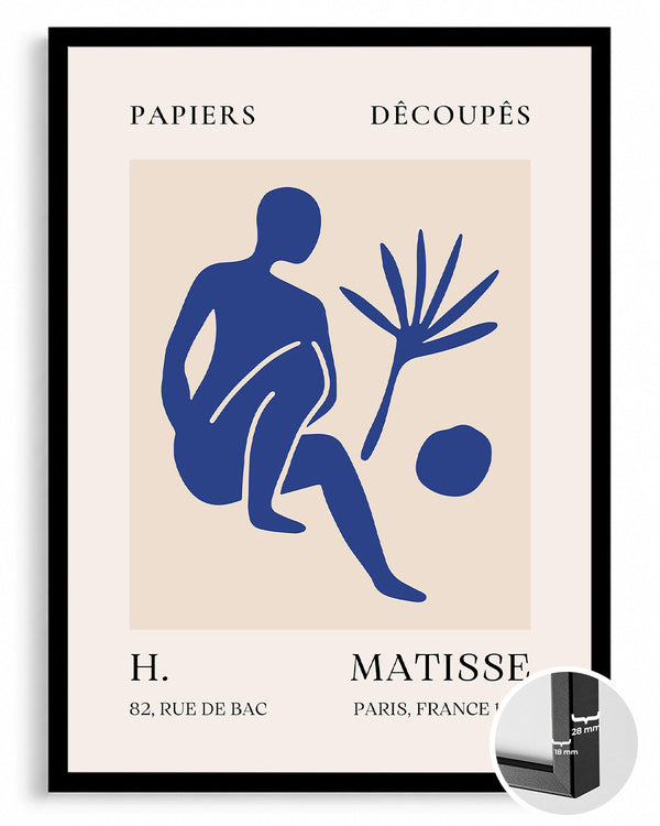 Mavi Oturan Figür ve Tropikal Yaprak - Henri Matisse - 1955 Poster Tablosu