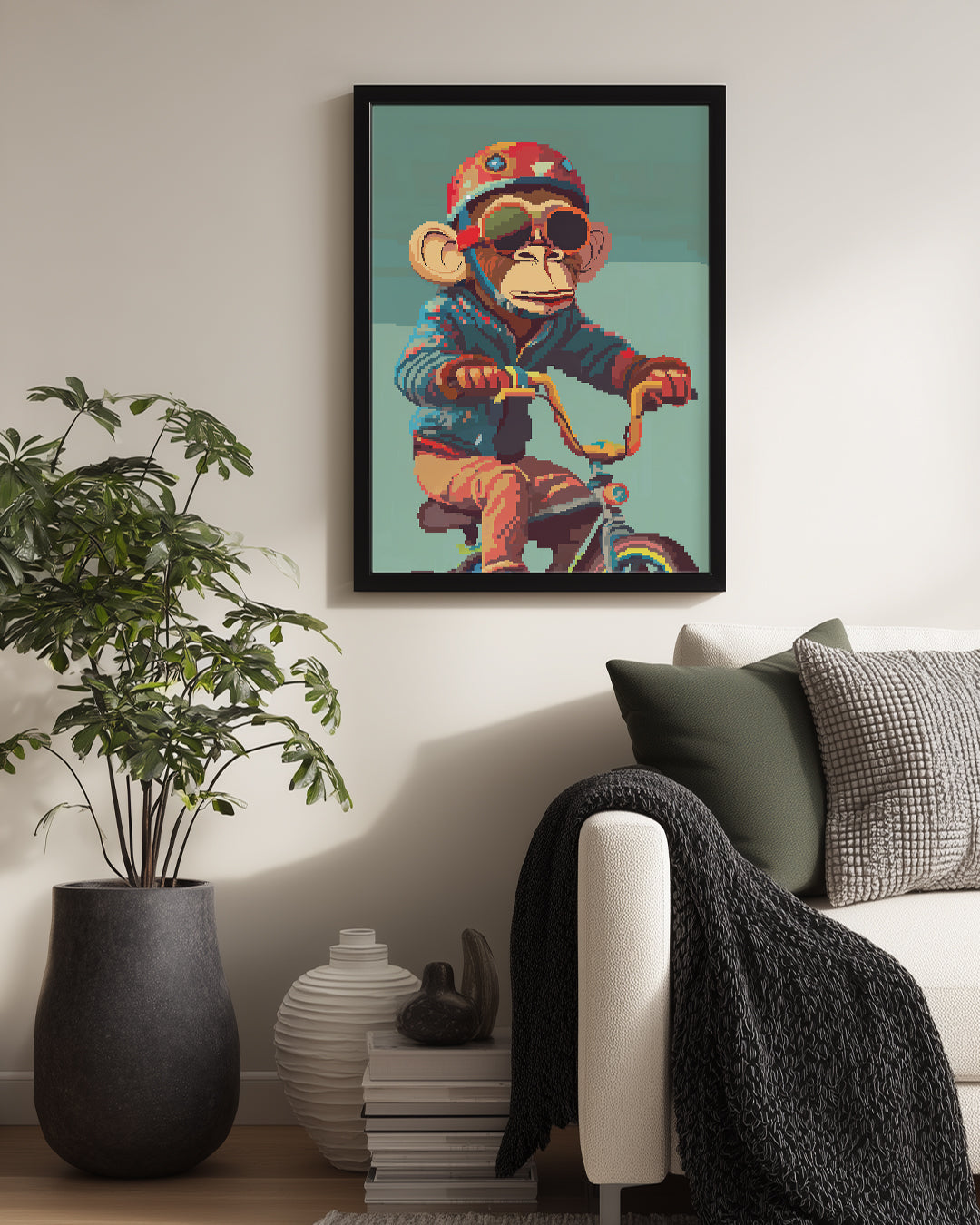 Maymun - Bisiklet Sürerken Poster Tablosu