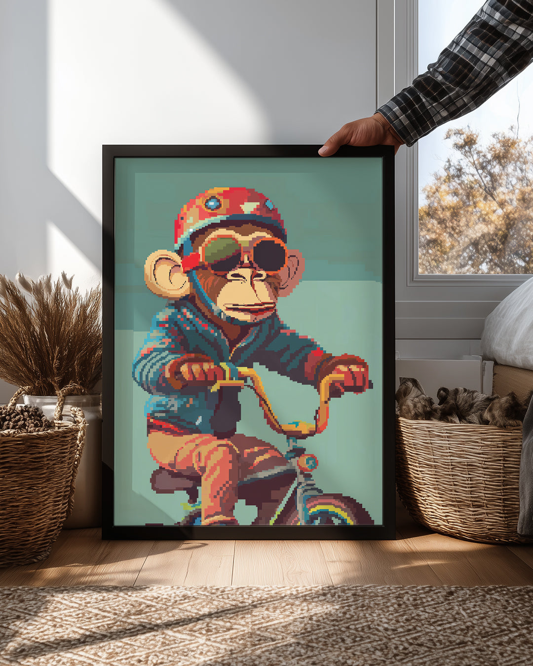 Maymun - Bisiklet Sürerken Poster Tablosu