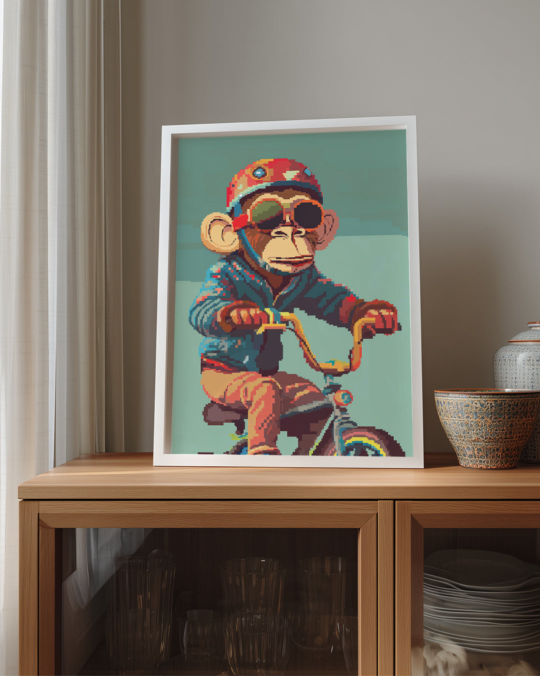 Maymun - Bisiklet Sürerken Poster Tablosu