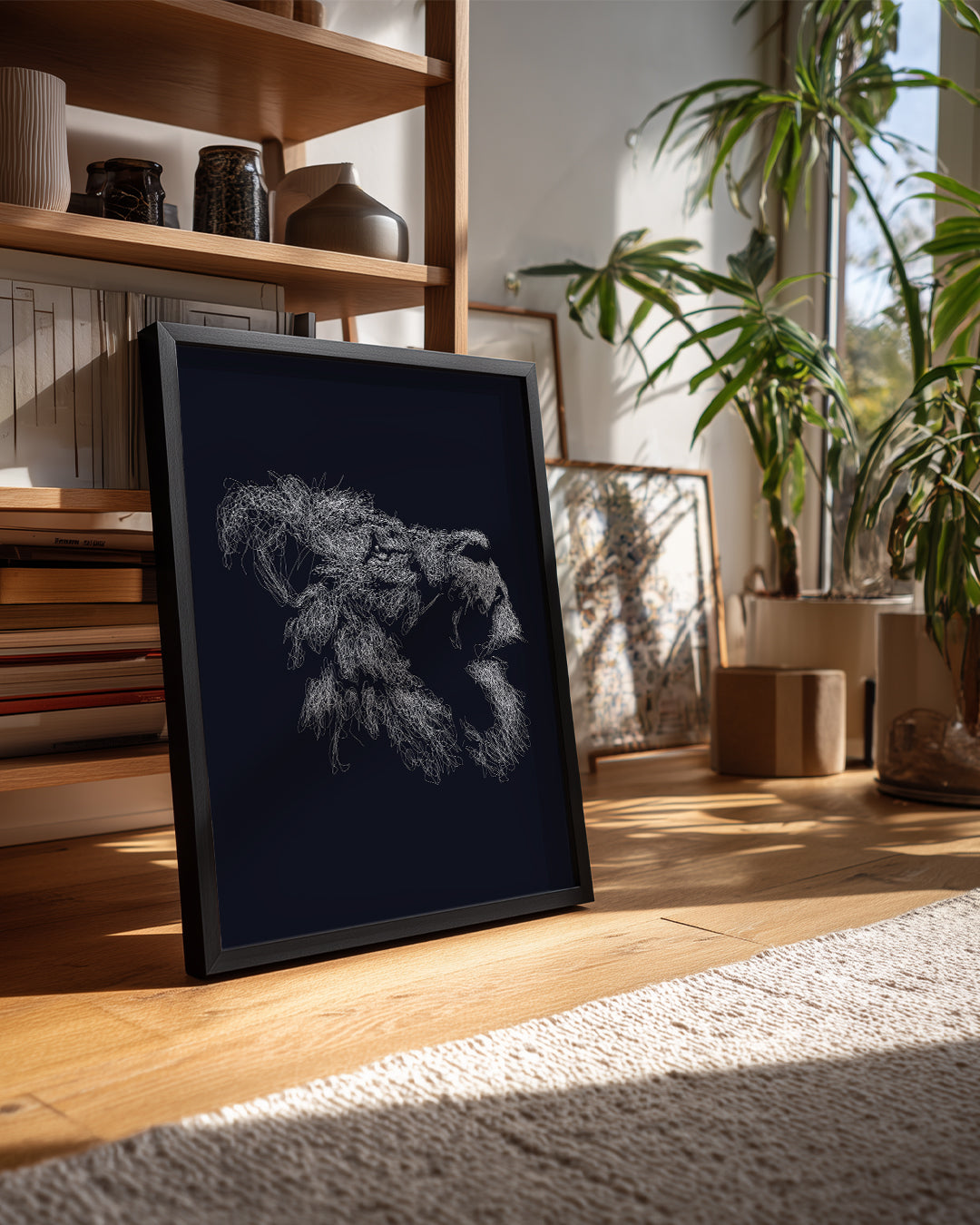 Maymun - Dolaşık Tüy Deseni Poster Tablosu