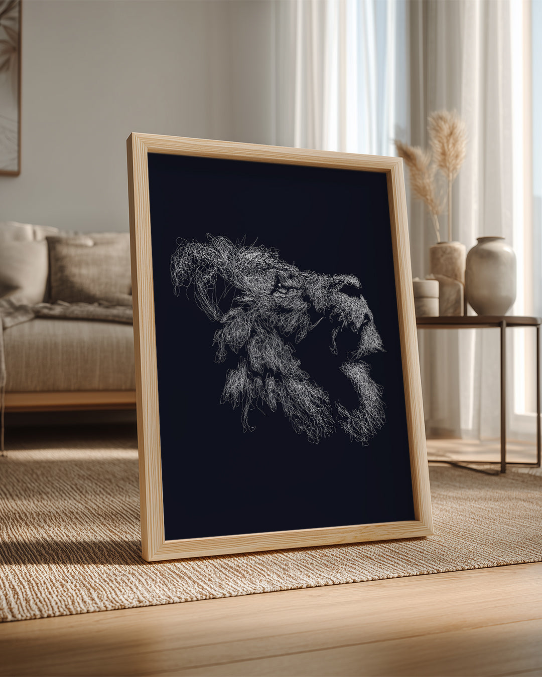 Maymun - Dolaşık Tüy Deseni Poster Tablosu