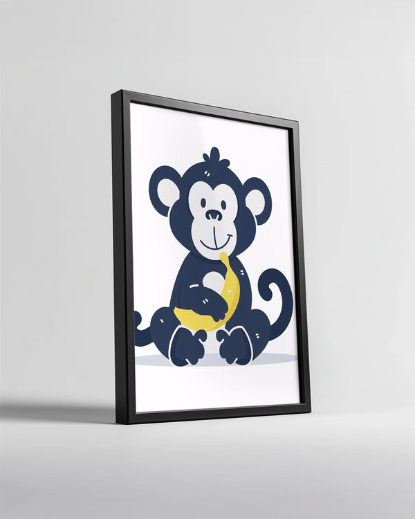 Maymun - Muz Yiyen Neşeli Poster Tablosu
