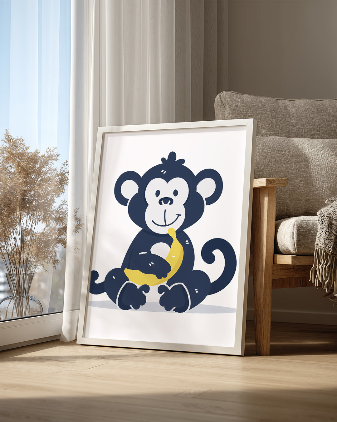 Maymun - Muz Yiyen Neşeli Poster Tablosu