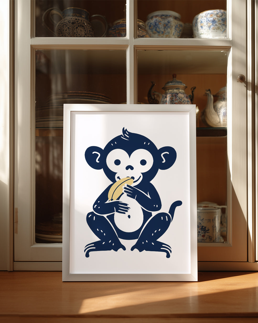 Maymun - Muz Yiyen Sevimlilik Poster Tablosu