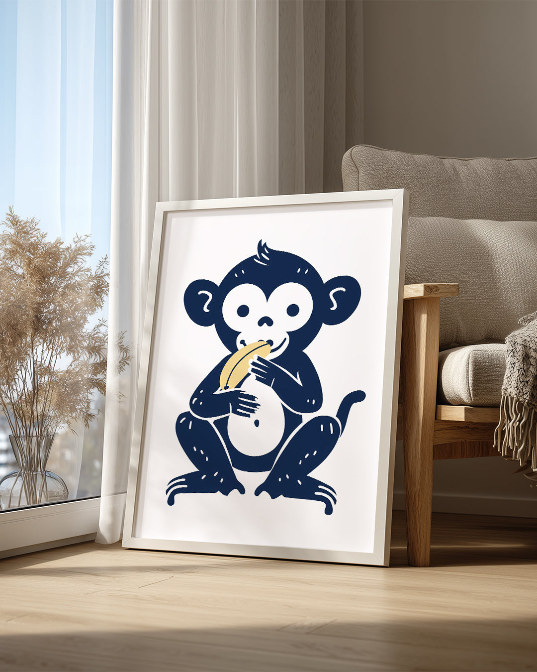 Maymun - Muz Yiyen Sevimlilik Poster Tablosu