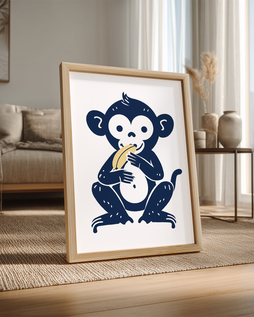 Maymun - Muz Yiyen Sevimlilik Poster Tablosu