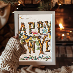 Merry Christmas Typography Poster Tablosu