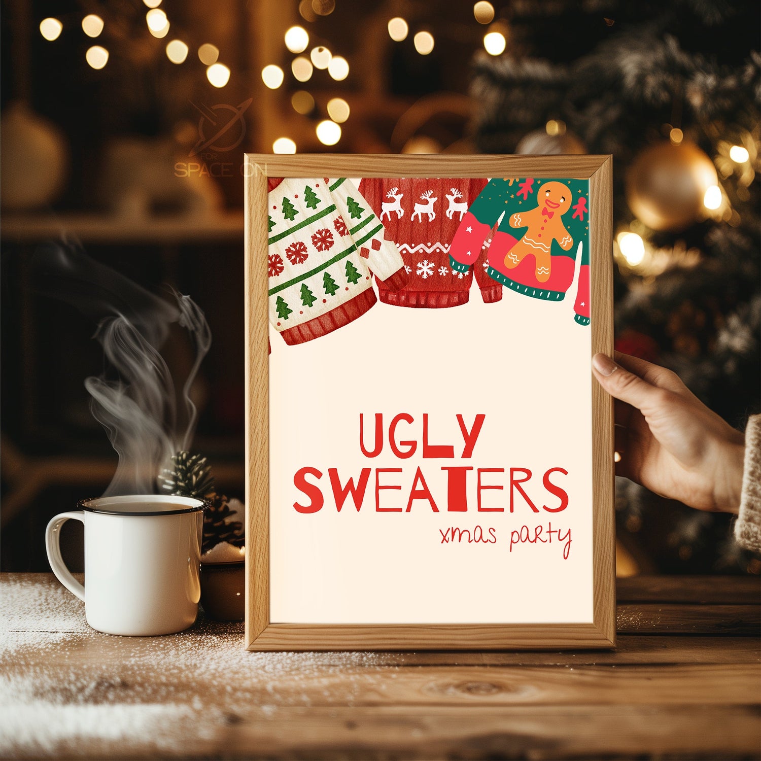 Merry And Bright Text Poster Tablosu