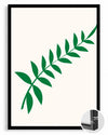 Minimal Yaprak - Yeşil Dal Deseni Poster Tablosu