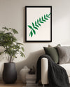 Minimal Yaprak - Yeşil Dal Deseni Poster Tablosu