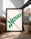 Minimal Yaprak - Yeşil Dal Deseni Poster Tablosu