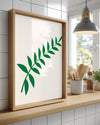 Minimal Yaprak - Yeşil Dal Deseni Poster Tablosu