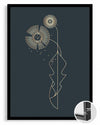 Minimalist Cicek - Altın Hatlar Poster Tablosu