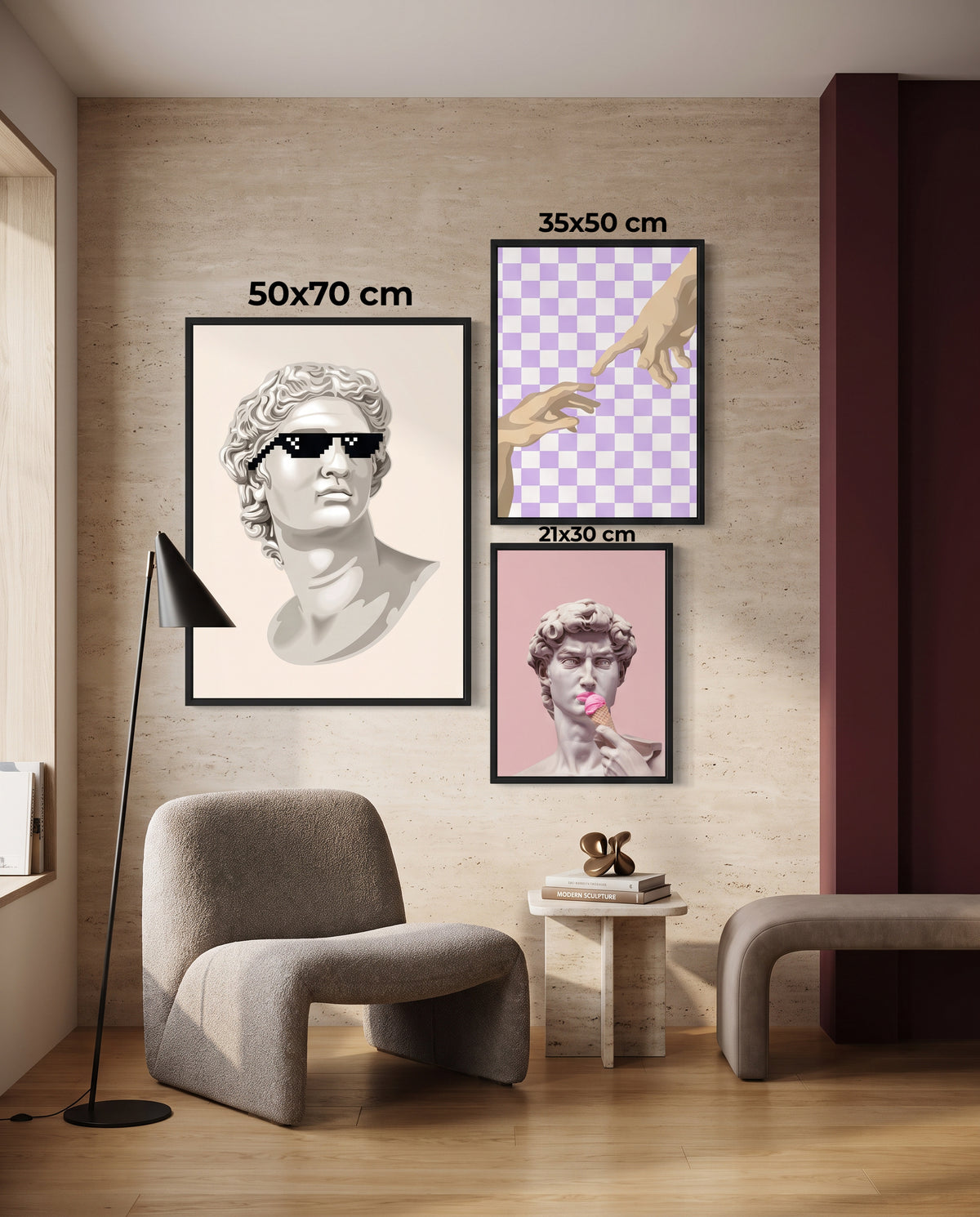 Modern 3'lü Poster Tablo Seti ölçüleri