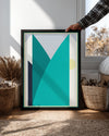 Modern Dağ Manzarası - Geometrik Şekillerle Abartılmış Renkler Poster Tablosu
