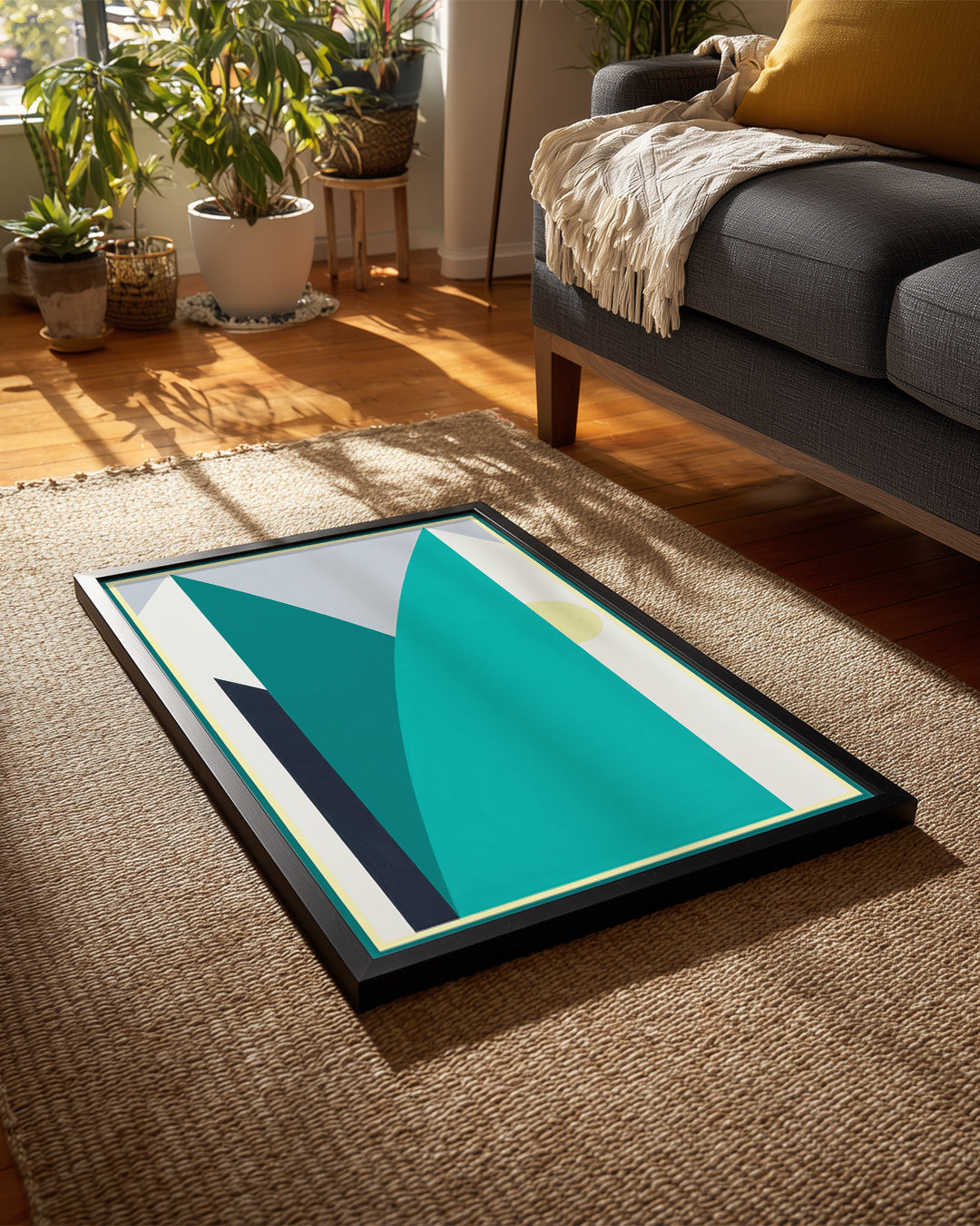 Modern Dağ Manzarası - Geometrik Şekillerle Abartılmış Renkler Poster Tablosu
