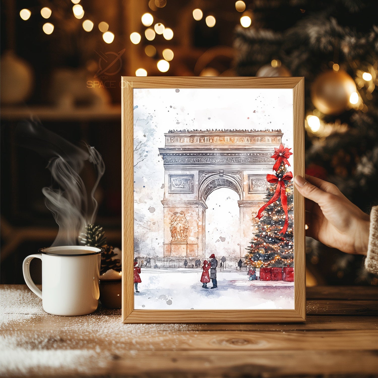 Moonlit Christmas Scene Poster Tablosu