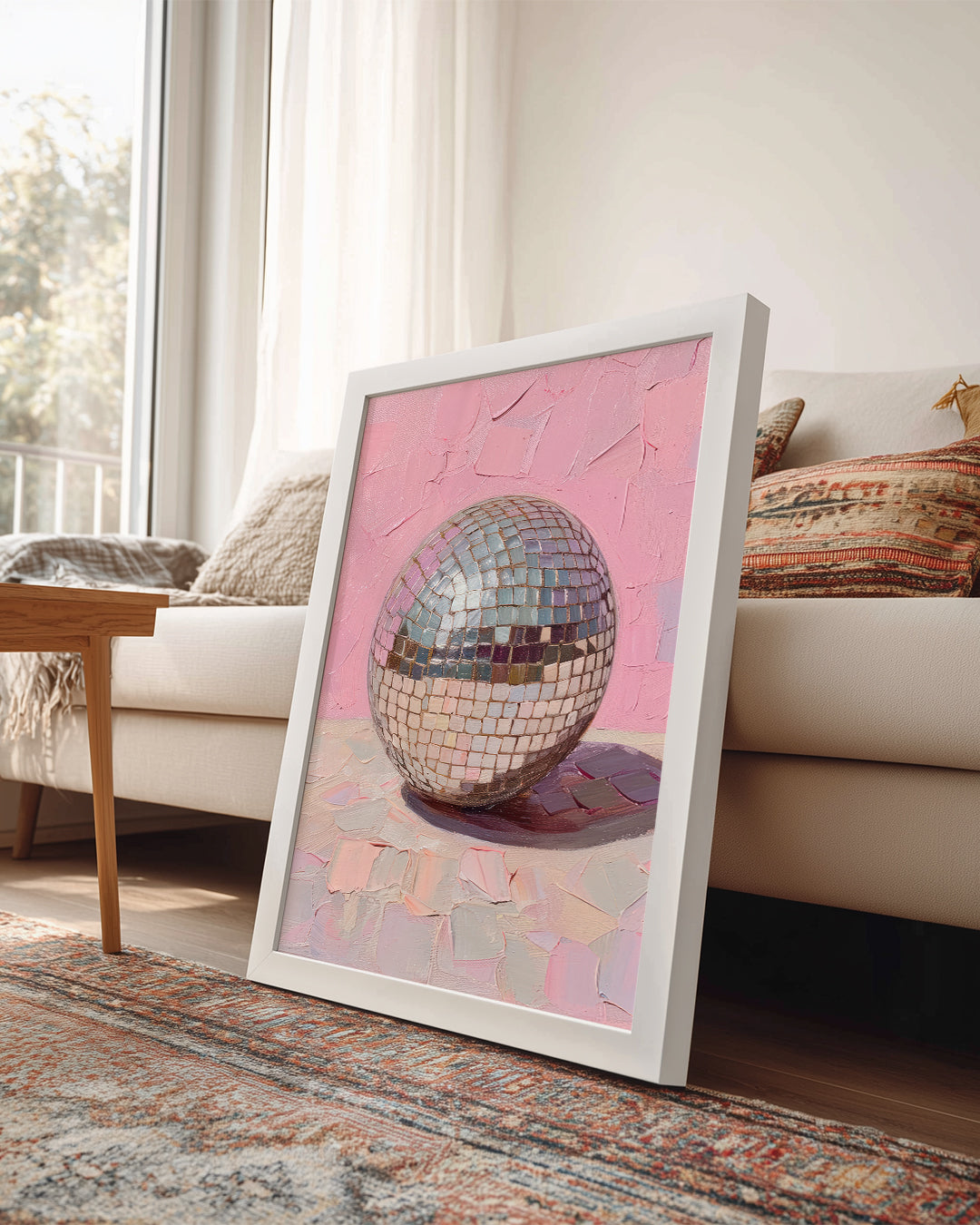 Mozaik Yumurtası - Pembe Arka Plan Poster Tablosu