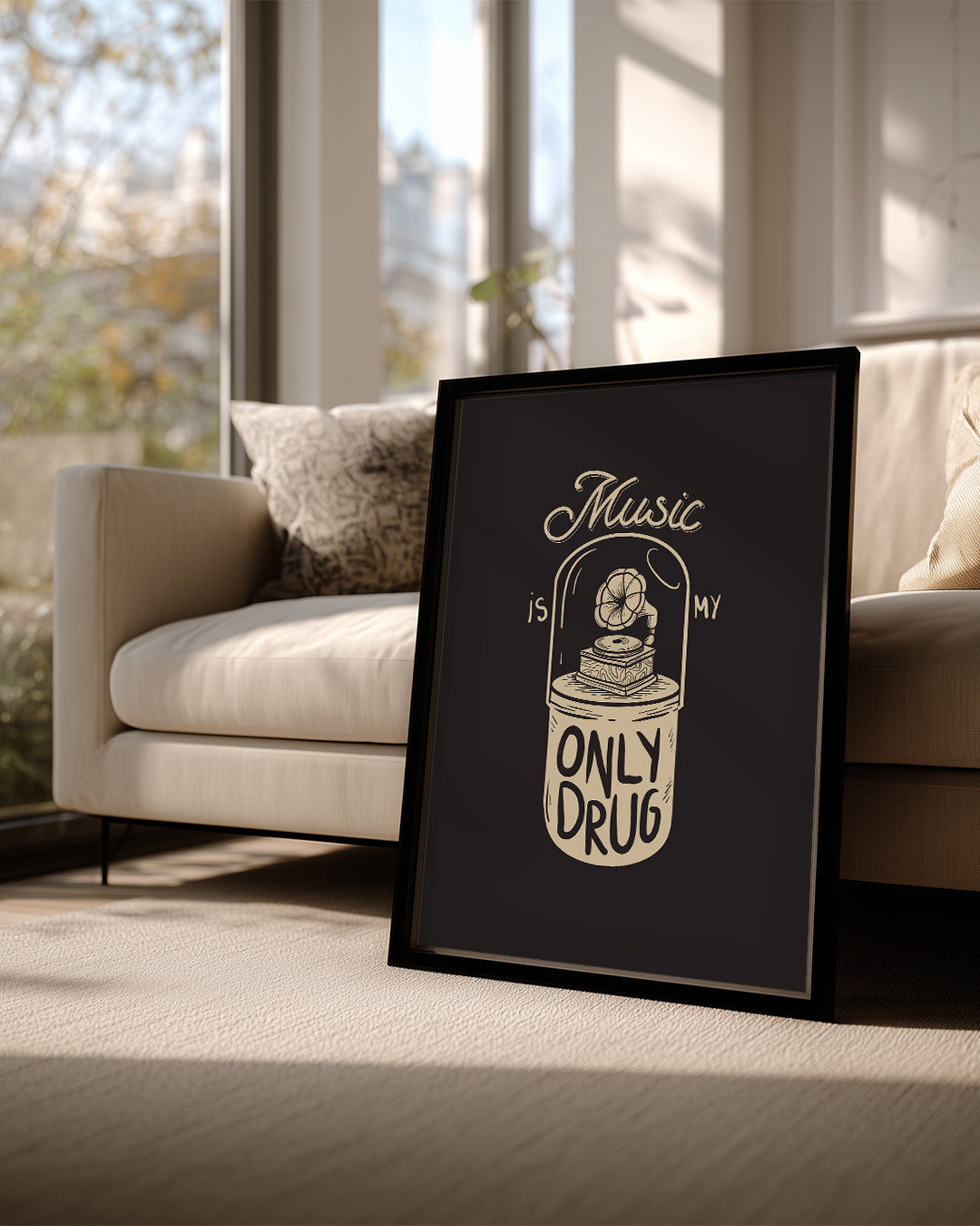 Müzik İlacım - Gramofon Çizimi Poster Tablosu