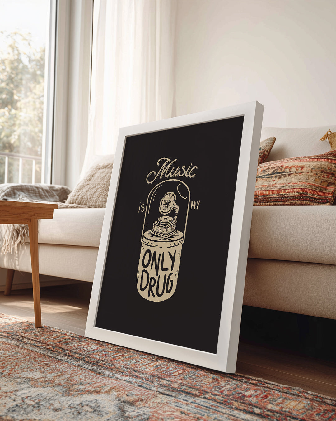 Müzik İlacım - Gramofon Çizimi Poster Tablosu