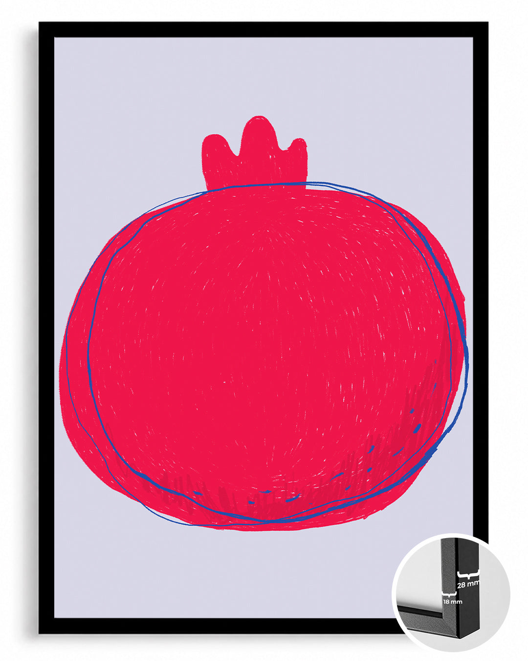 Nar Çizimi - Kırmızı Minimalist Tasarım Poster Tablosu