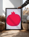 Nar Çizimi - Kırmızı Minimalist Tasarım Poster Tablosu